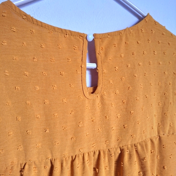 SHEIN 2XL YELLOW MUSTARD SWISS DOT EMBROIDERED SUMMER BLOUSE - Picture 4 of 8